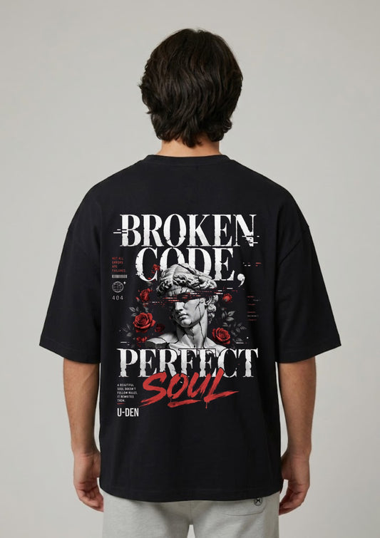 Broken Code Perfect Soul Graphic Oversized T-Shirt | 220 GSM | 100% Cotton