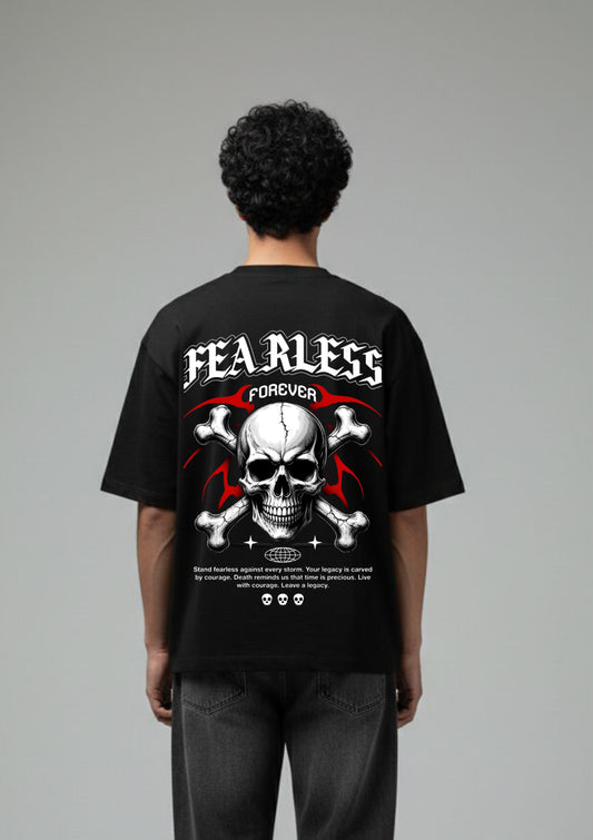 Fearless Forever Skull Graphic Oversized T-Shirt | 220 GSM | 100% Cotton