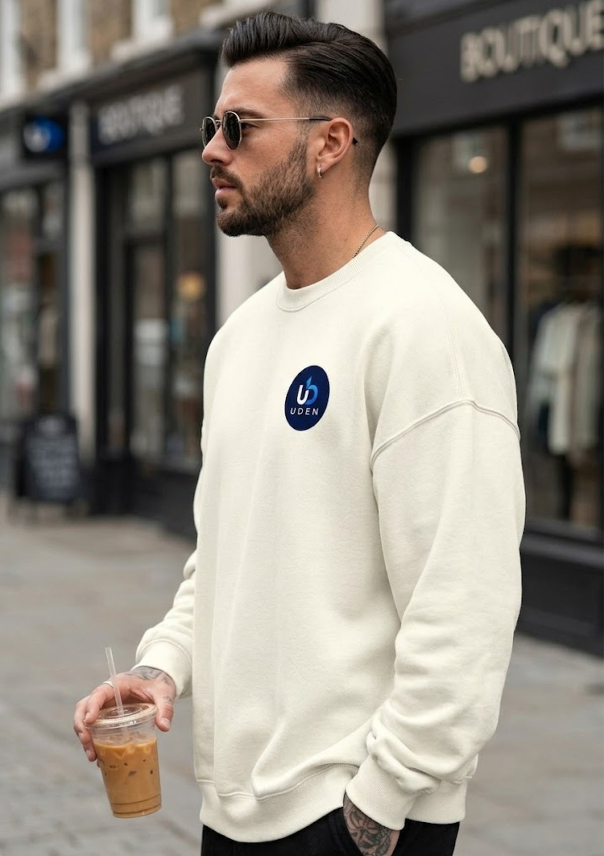 Minimal Logo Printed Sweatshirt for Men | 350 GSM | Premium Comfort | Casual Streetwear