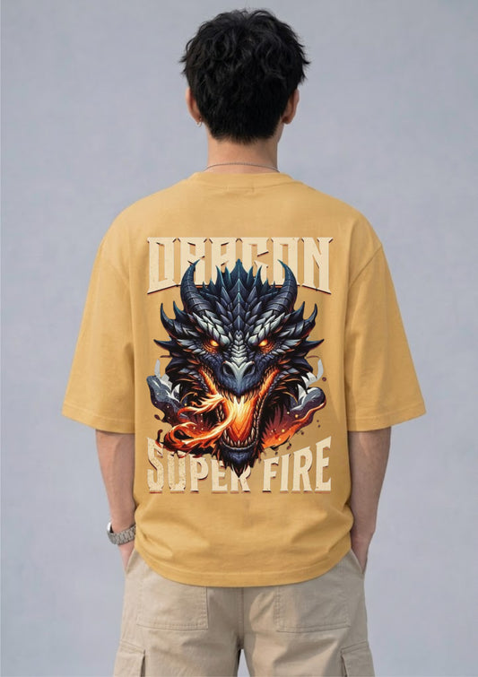 Dragon Super Fire Graphic Oversized T-Shirt | 220 GSM | 100% Cotton