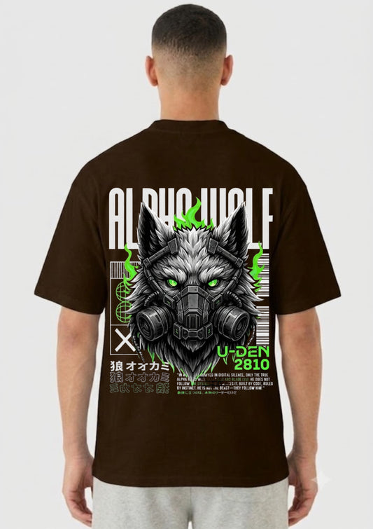 Alpha Wolf Cyber Graphic Oversized T-Shirt | 220 GSM | 100% Cotton