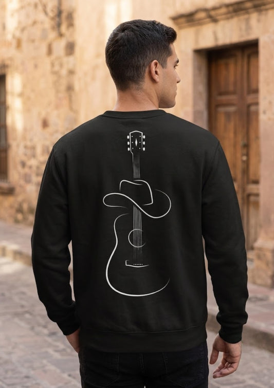 Western Guitar & Cowboy Hat Graphic 350 GSM Sweatshirt | Premium Casual Sweatshirt