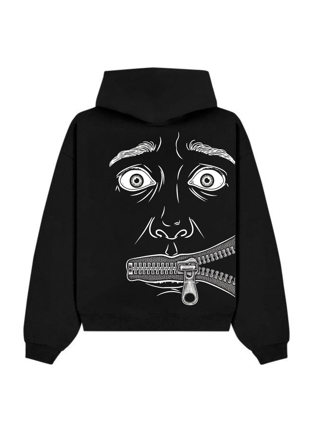 Zipped Mouth Graphic 350 GSM Hoodie | Heavyweight Back Print Hoodie