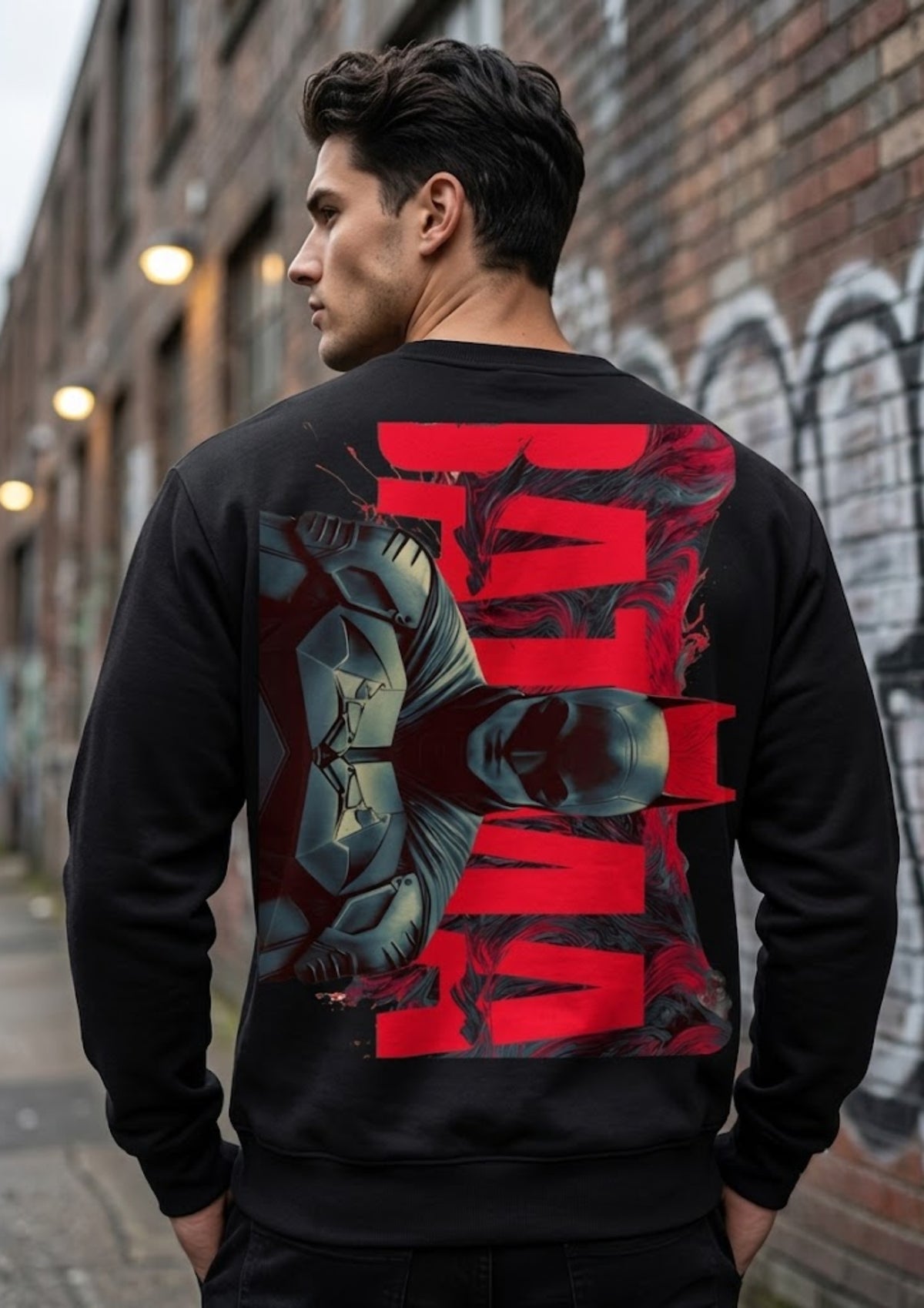 Dark Hero Back Print 350 GSM Sweatshirt | Heavyweight Graphic Sweatshirt
