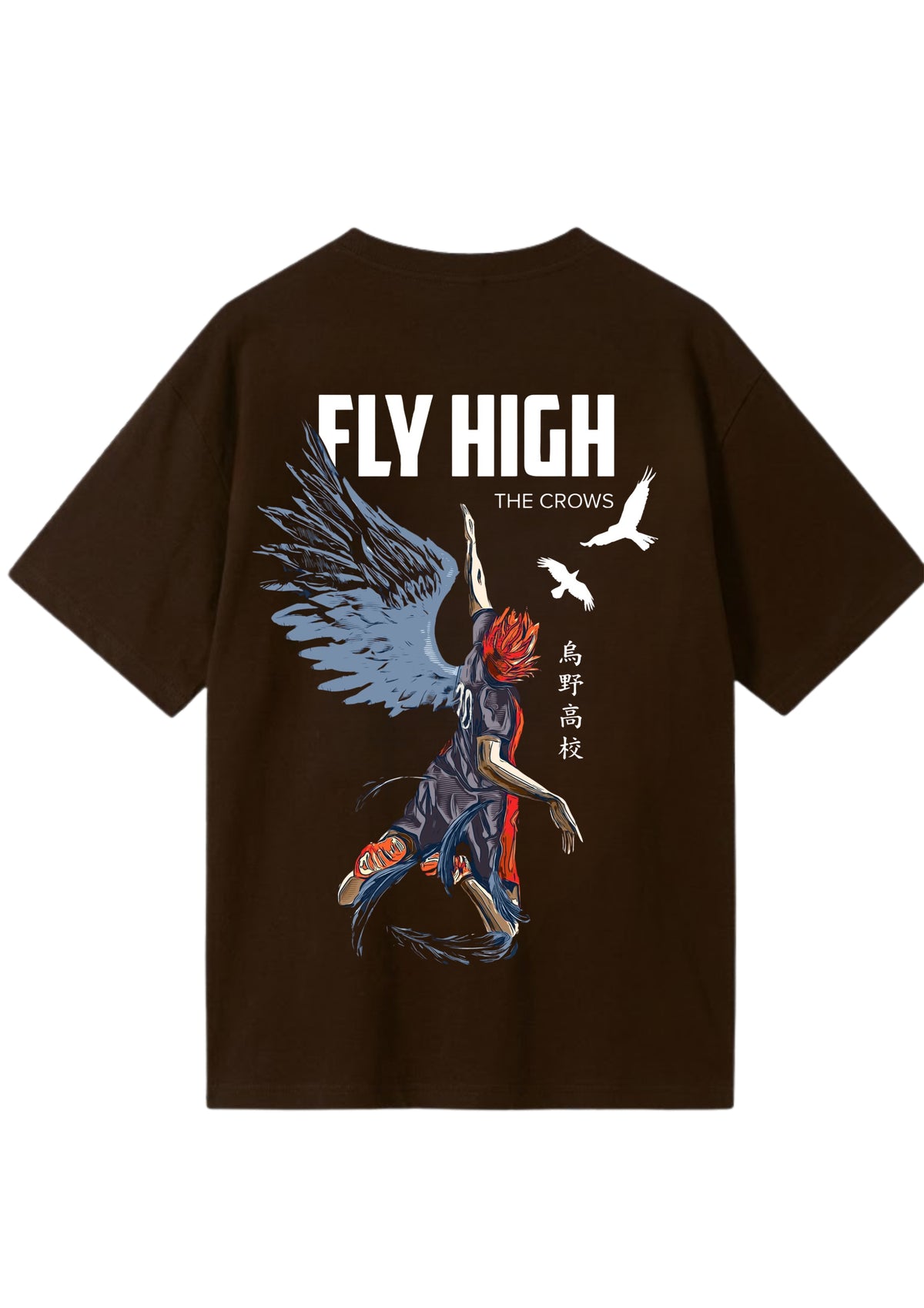 Fly High Anime Crow Graphic Oversized T-Shirt | 220 GSM | 100% Cotton