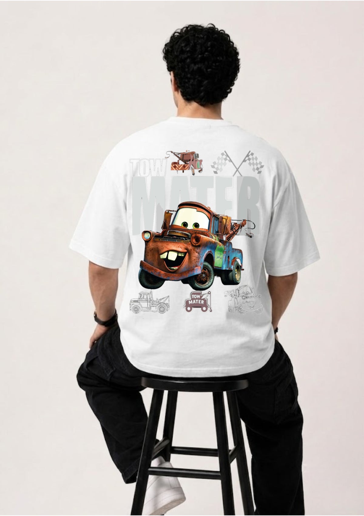 Tow Mater Racing Graphic Oversized T-Shirt | 220 GSM | 100% Cotton