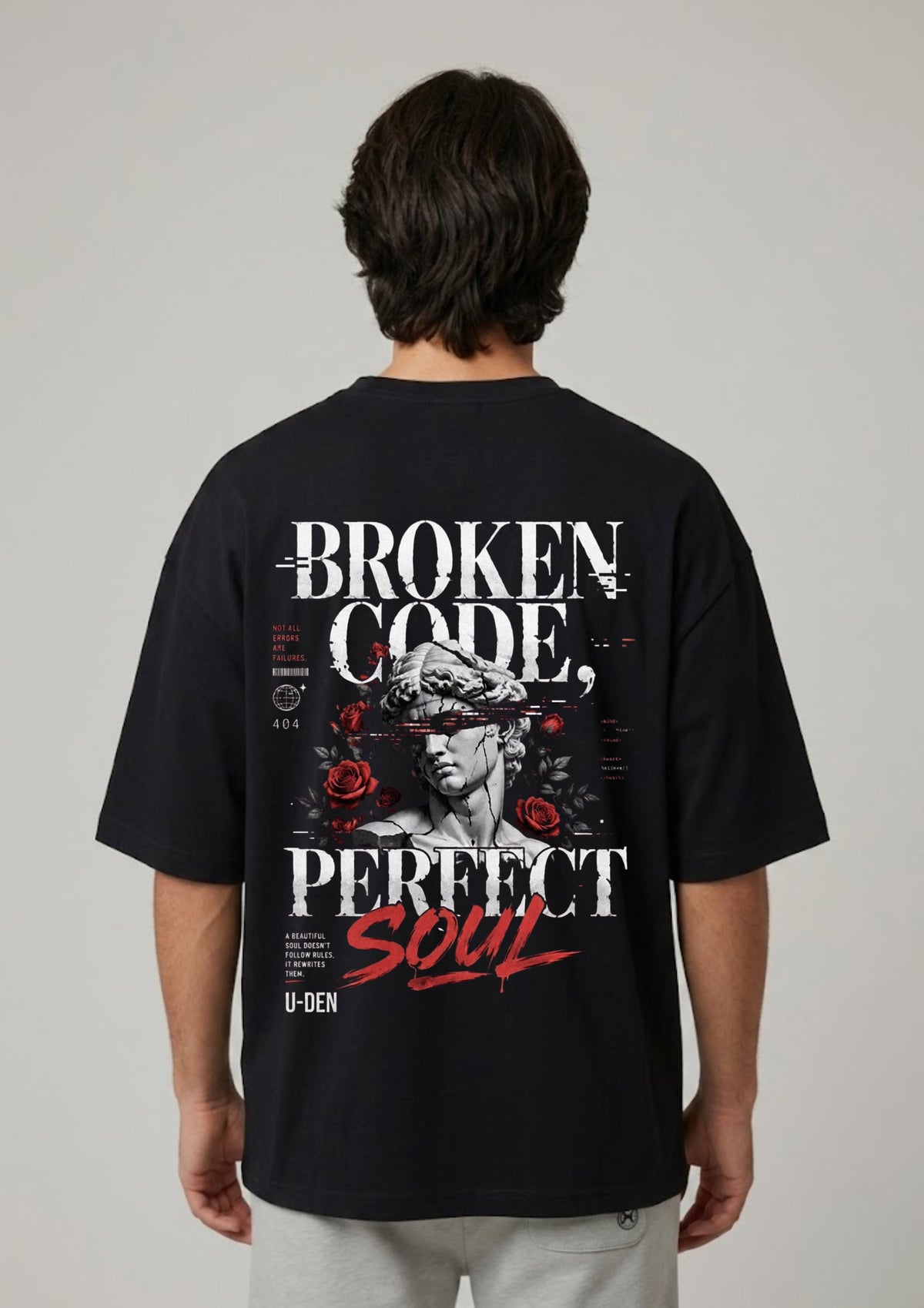 Broken Code Perfect Soul Graphic Oversized T-Shirt | 220 GSM | 100% Cotton