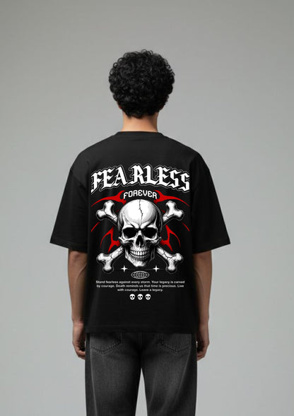 Fearless Forever Skull Graphic Oversized T-Shirt | 220 GSM | 100% Cotton