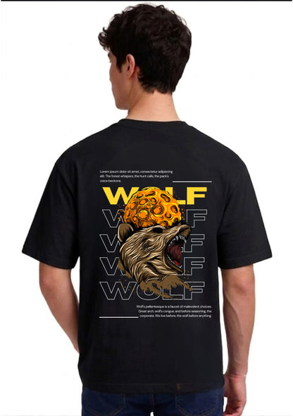 Wolf Moon Graphic Back Print Oversized T-Shirt