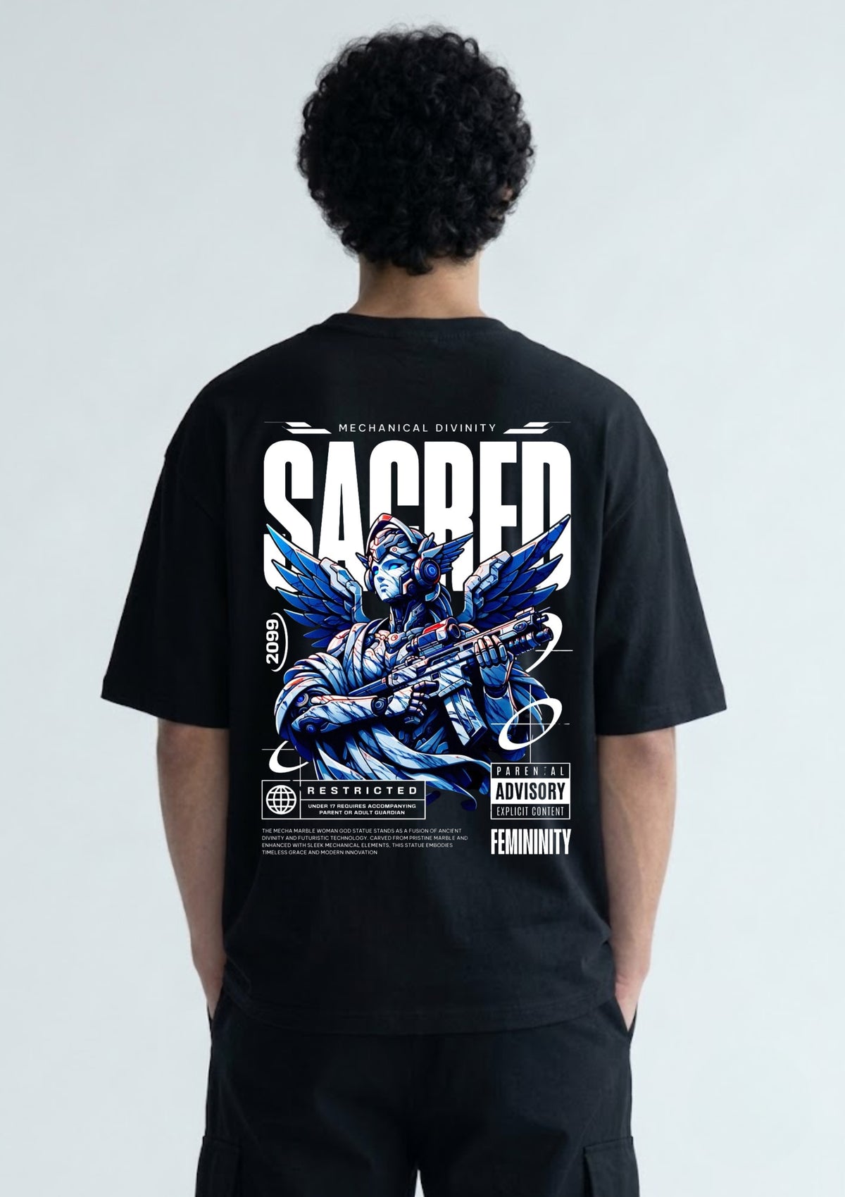 Sacred Mechanical Warrior Graphic Oversized T-Shirt | 220 GSM | 100% Cotton