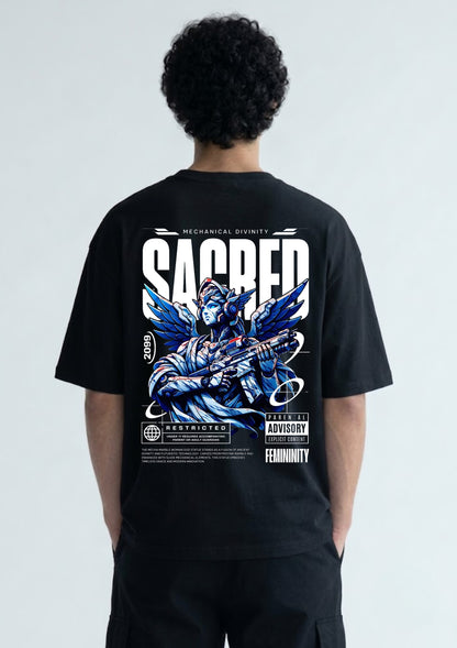 Sacred Mechanical Warrior Graphic Oversized T-Shirt | 220 GSM | 100% Cotton