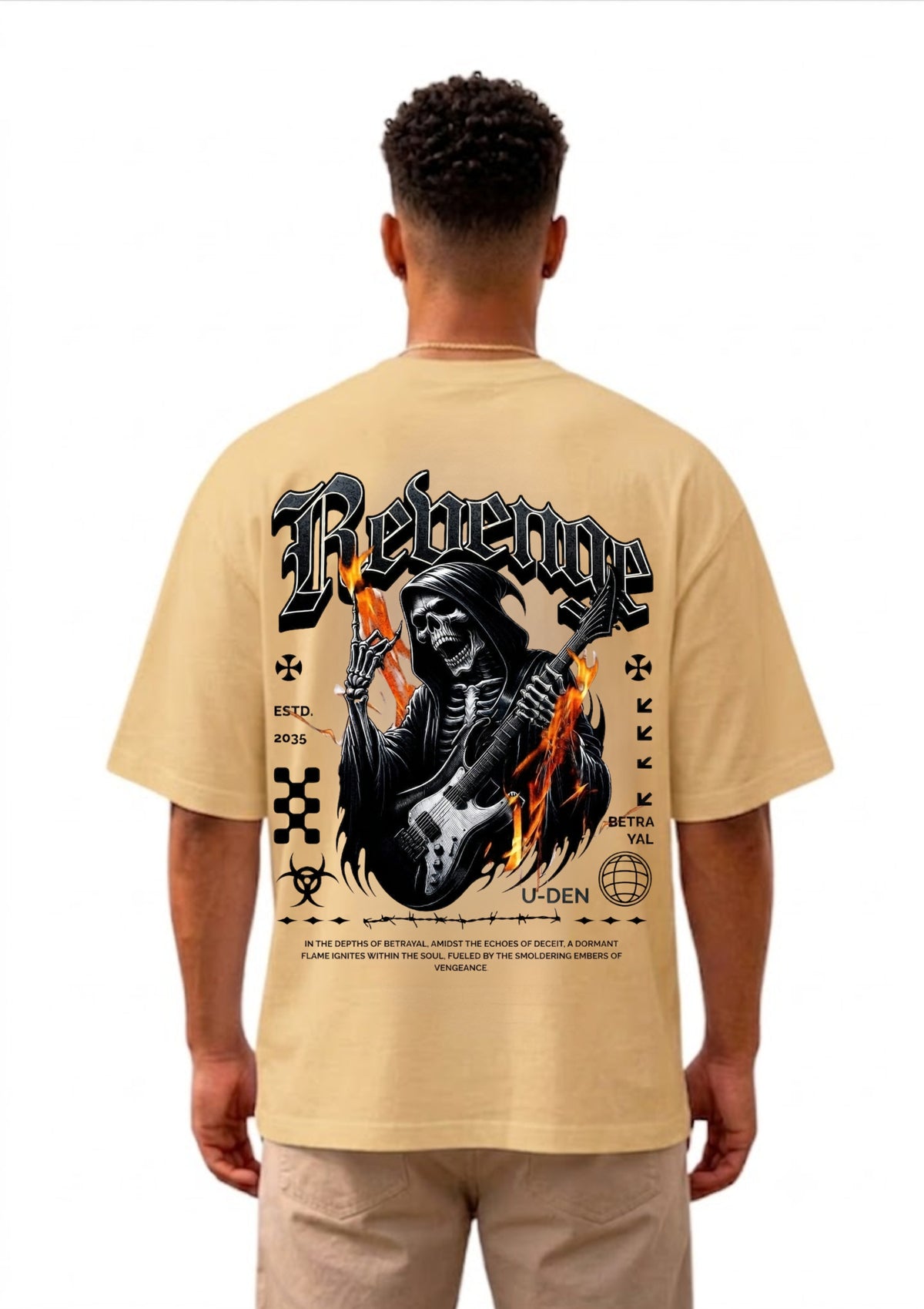 Revenge Reaper Guitar Graphic Oversized T-Shirt | 220 GSM | 100% Cotton