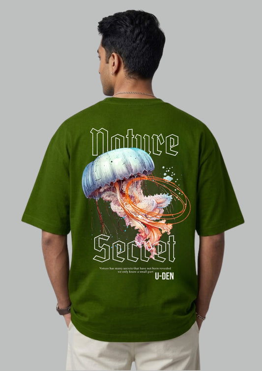Nature Secret Jellyfish Graphic Oversized T-Shirt | 220 GSM | 100% Cotton