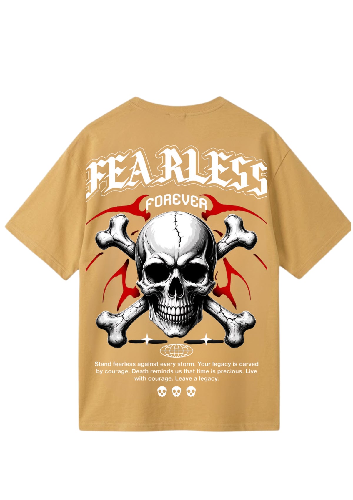 Fearless Forever Skull Graphic Oversized T-Shirt | 220 GSM | 100% Cotton