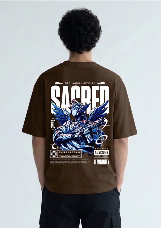 Sacred Mechanical Warrior Graphic Oversized T-Shirt | 220 GSM | 100% Cotton