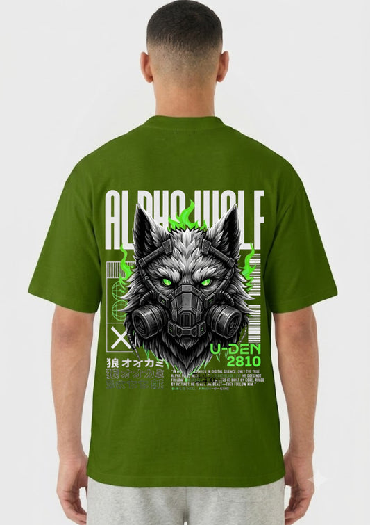 Alpha Wolf Cyber Graphic Oversized T-Shirt | 220 GSM | 100% Cotton