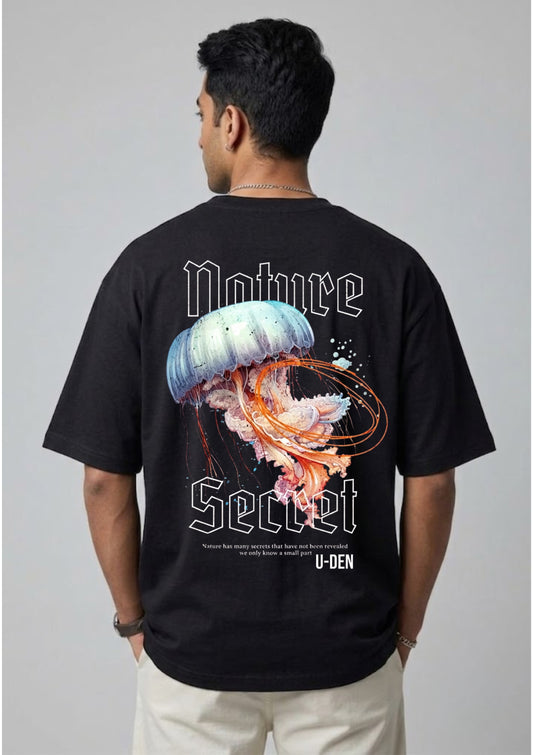 Nature Secret Jellyfish Graphic Oversized T-Shirt | 220 GSM | 100% Cotton