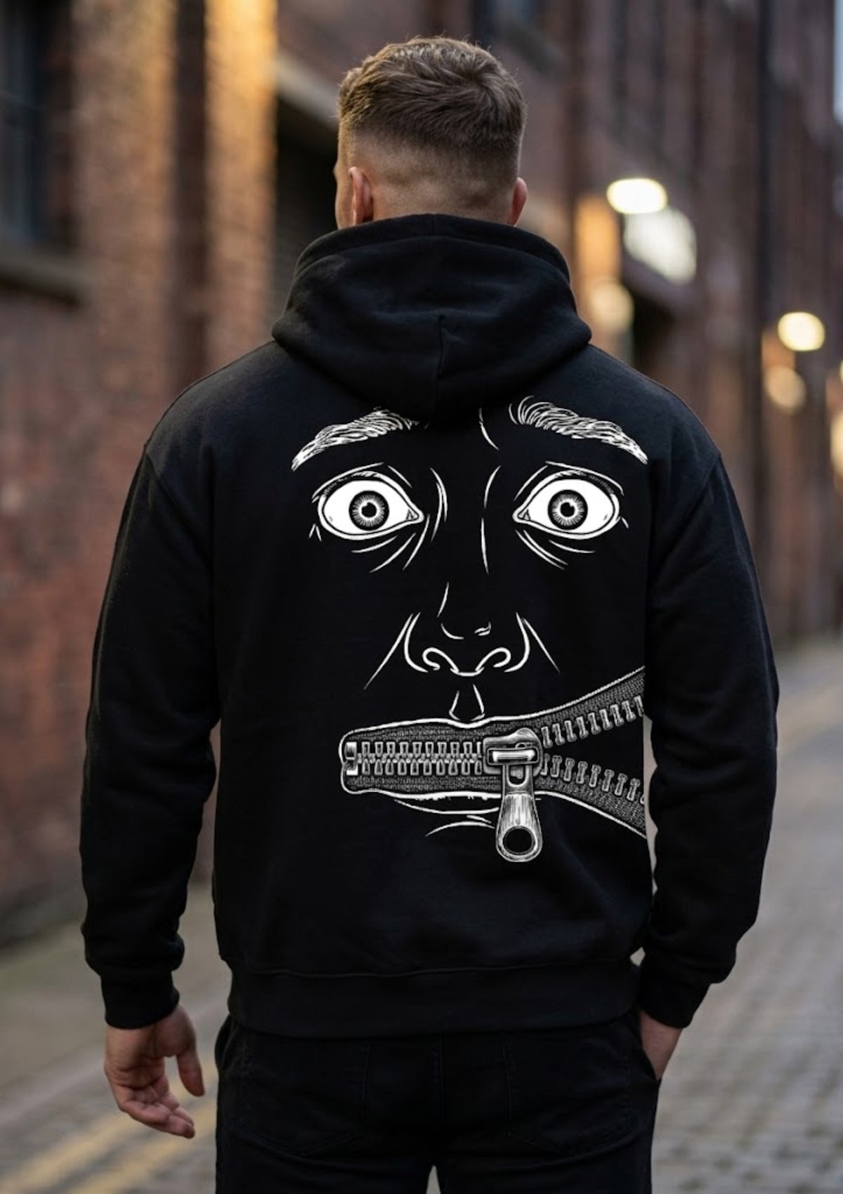 Zipped Mouth Graphic 350 GSM Hoodie | Heavyweight Back Print Hoodie