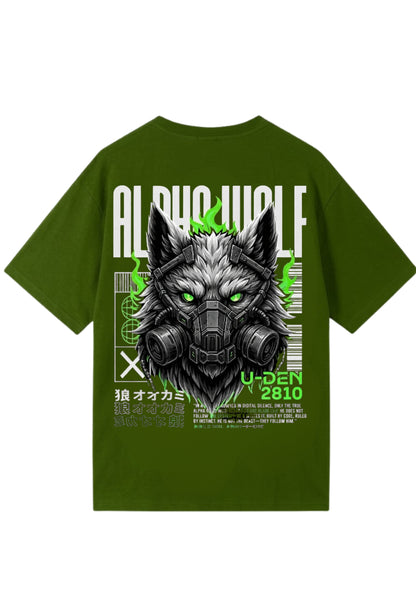 Alpha Wolf Cyber Graphic Oversized T-Shirt | 220 GSM | 100% Cotton