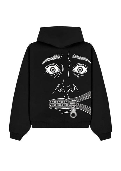 Zipped Mouth Graphic 350 GSM Hoodie | Heavyweight Back Print Hoodie