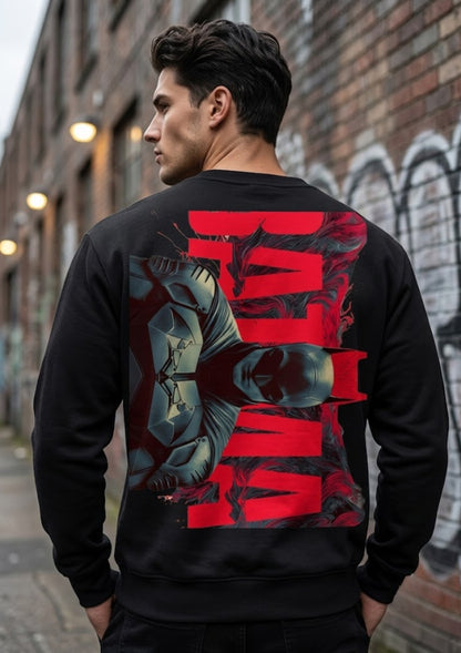 Dark Hero Back Print 350 GSM Sweatshirt | Heavyweight Graphic Sweatshirt