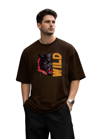 Roaring Black Panther Graphic Oversized Front Print T-Shirt