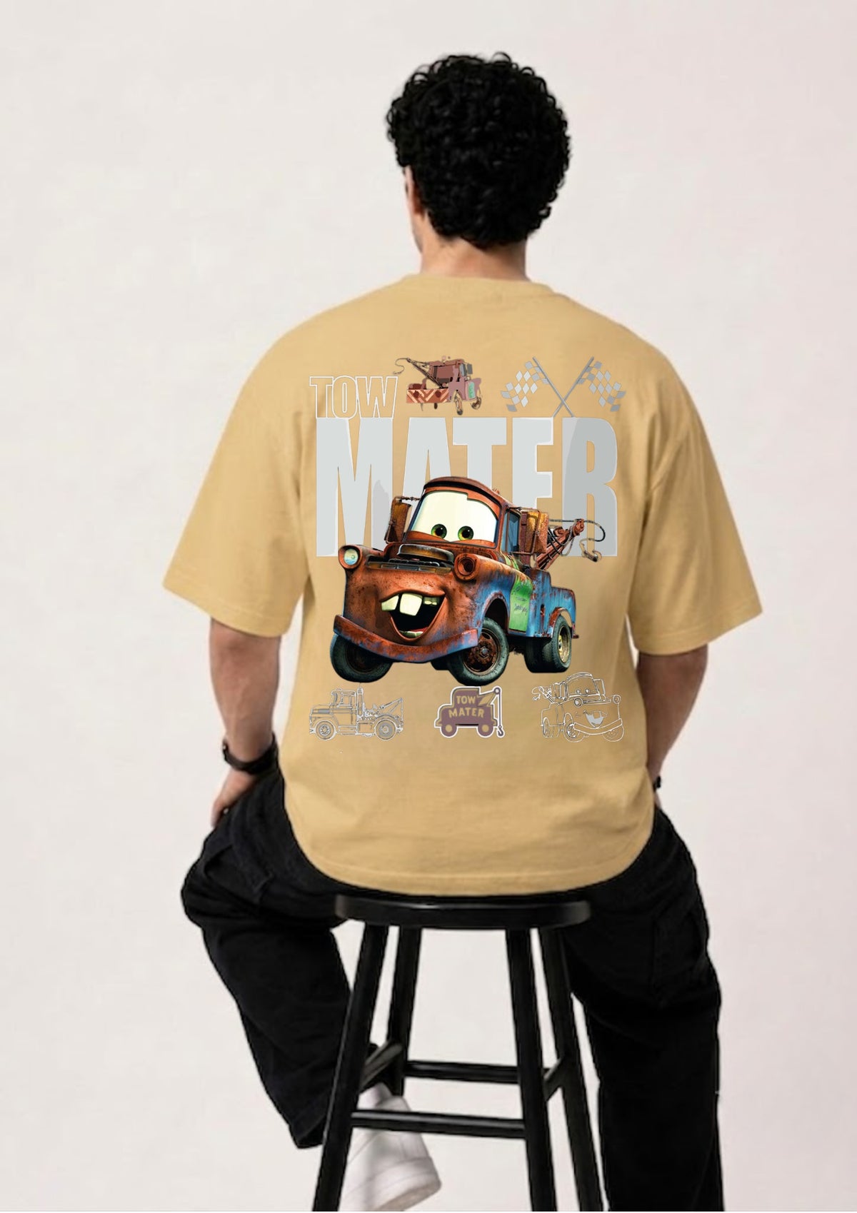 Tow Mater Racing Graphic Oversized T-Shirt | 220 GSM | 100% Cotton
