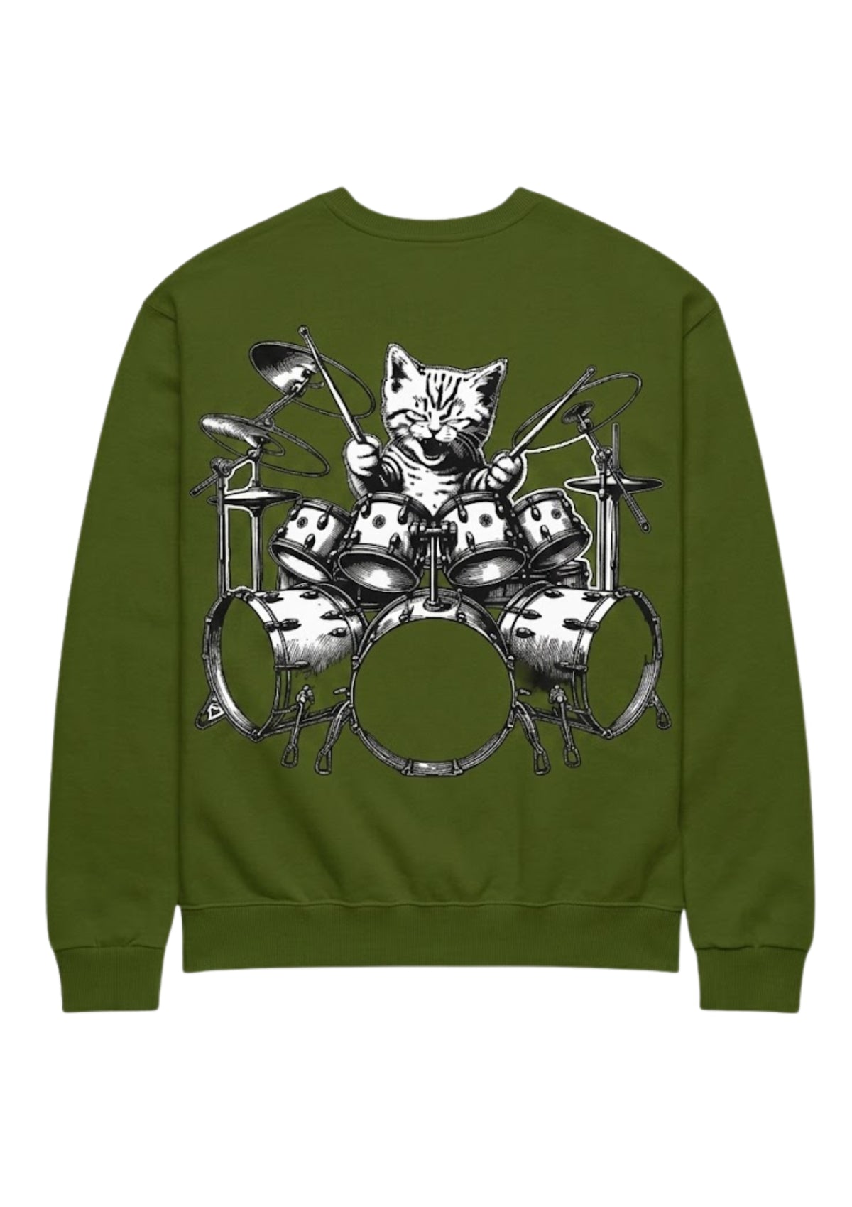 Rock Drummer Cat Graphic 350 GSM Sweatshirt | Premium Heavyweight Sweatshirt