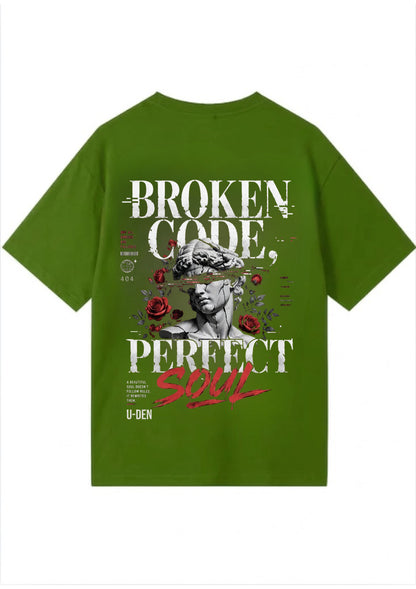Broken Code Perfect Soul Graphic Oversized T-Shirt | 220 GSM | 100% Cotton