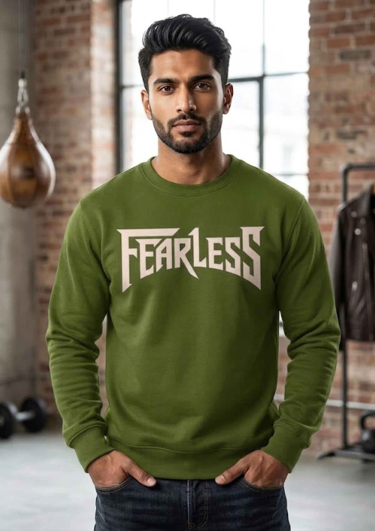 Fearless Typography 350 GSM Sweatshirt | Premium Casual Streetwear Sweatshirt