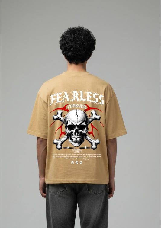 Fearless Forever Skull Graphic Oversized T-Shirt | 220 GSM | 100% Cotton